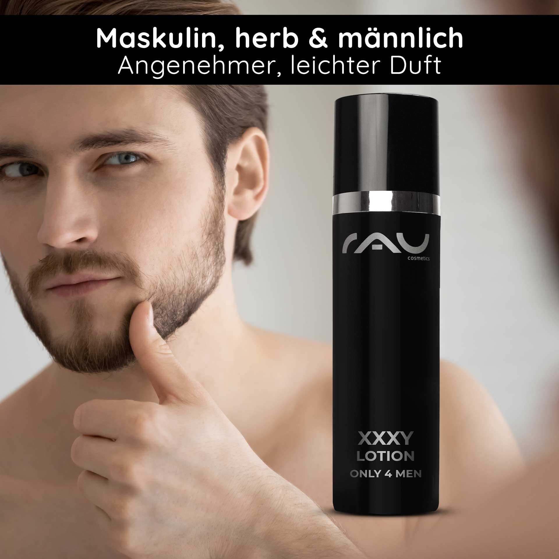 Cuidado masculino con loción XXXY.