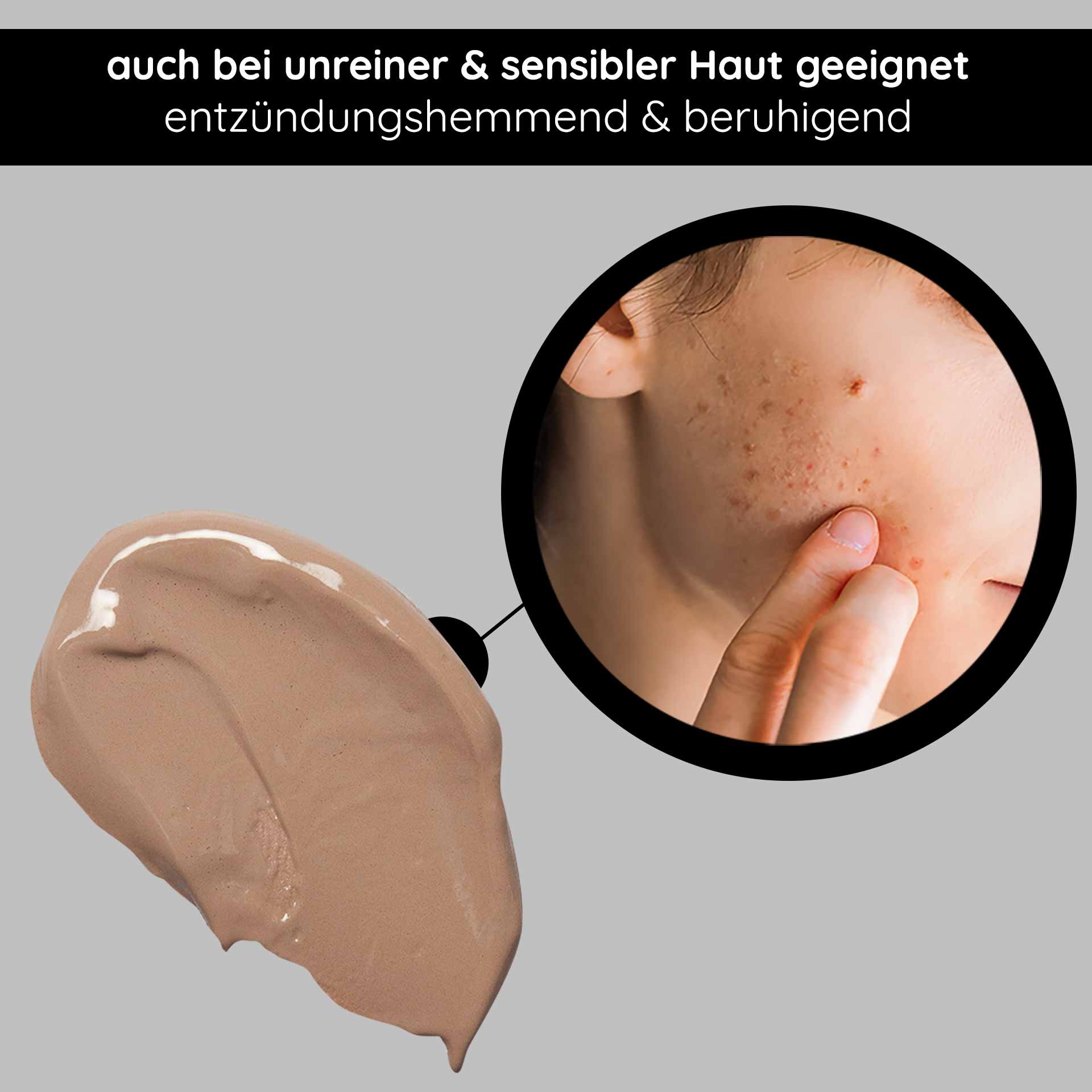 BB Cream Perfect Care im mittleren Farbton, geeignet für empfindliche Haut, mit cremiger Textur und Anwendung auf unreiner Haut, mit beruhigender und entzündungshemmender Wirkung.