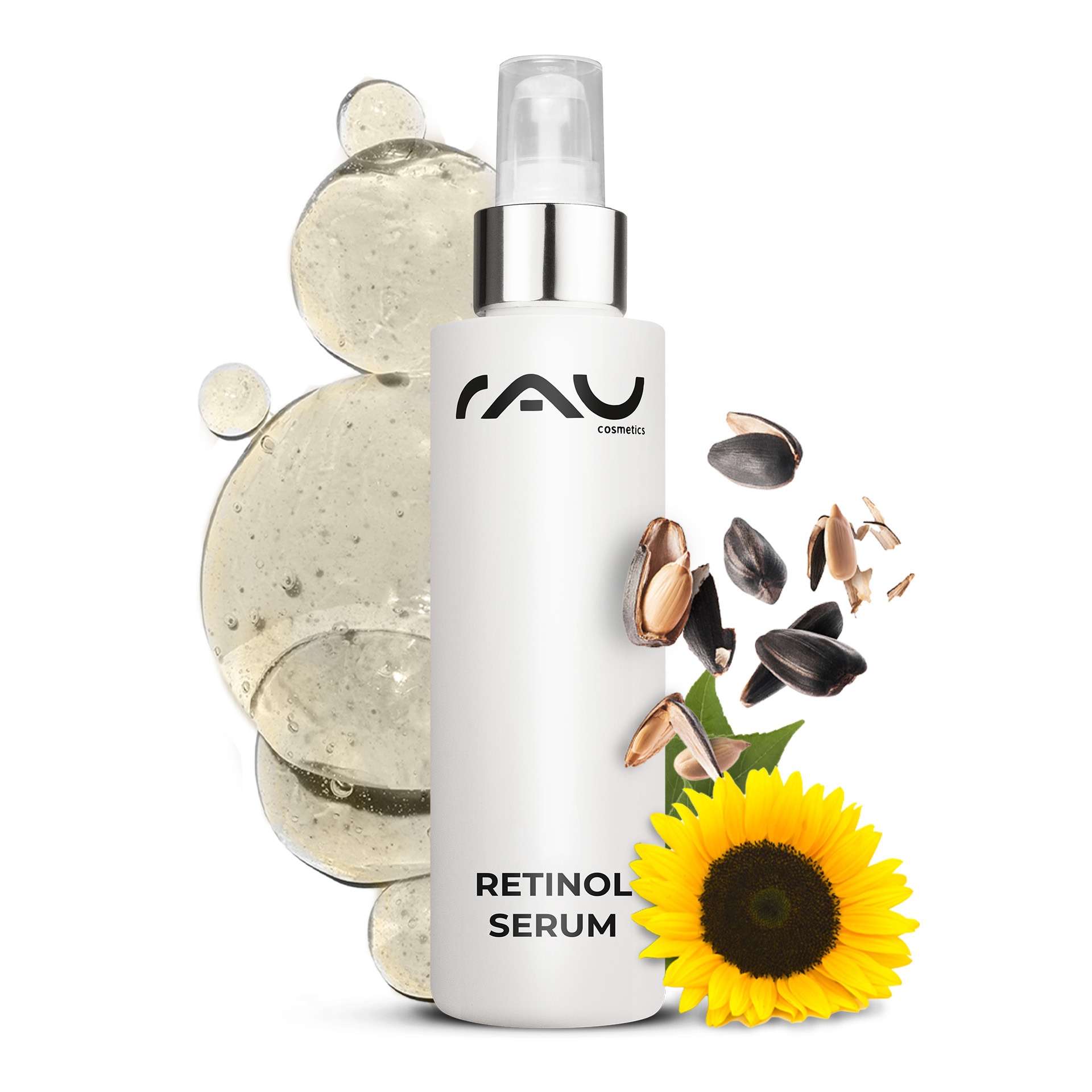 Retinol Serum 100 ml - Vitamin A serum for dry and mature skin Bottle, Lotion, Cosmetics, Perfume, Flower