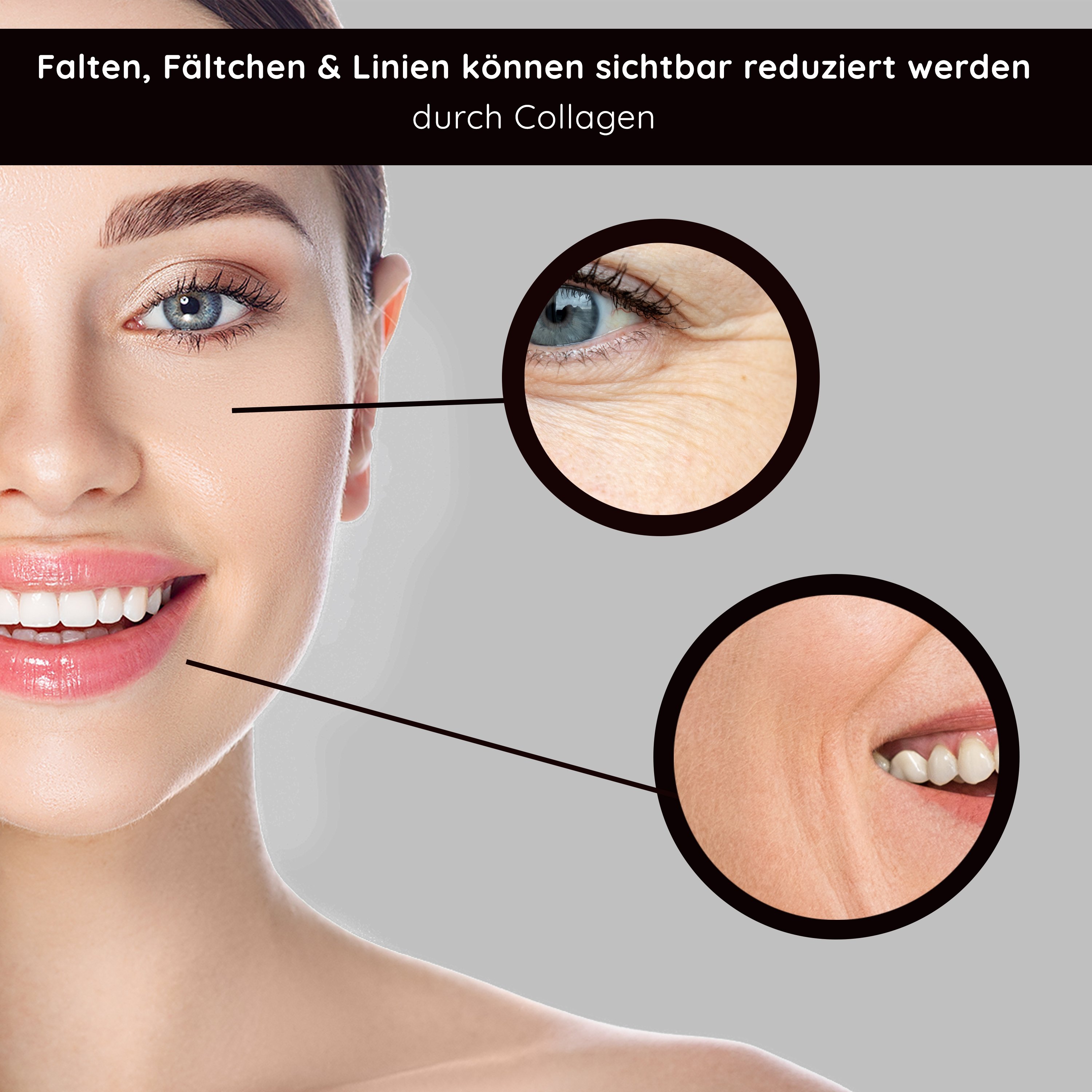 Retrato de una mujer presentando el efecto rejuvenecedor del Serum de Colágeno de RAU Cosmetics con Trylagen.