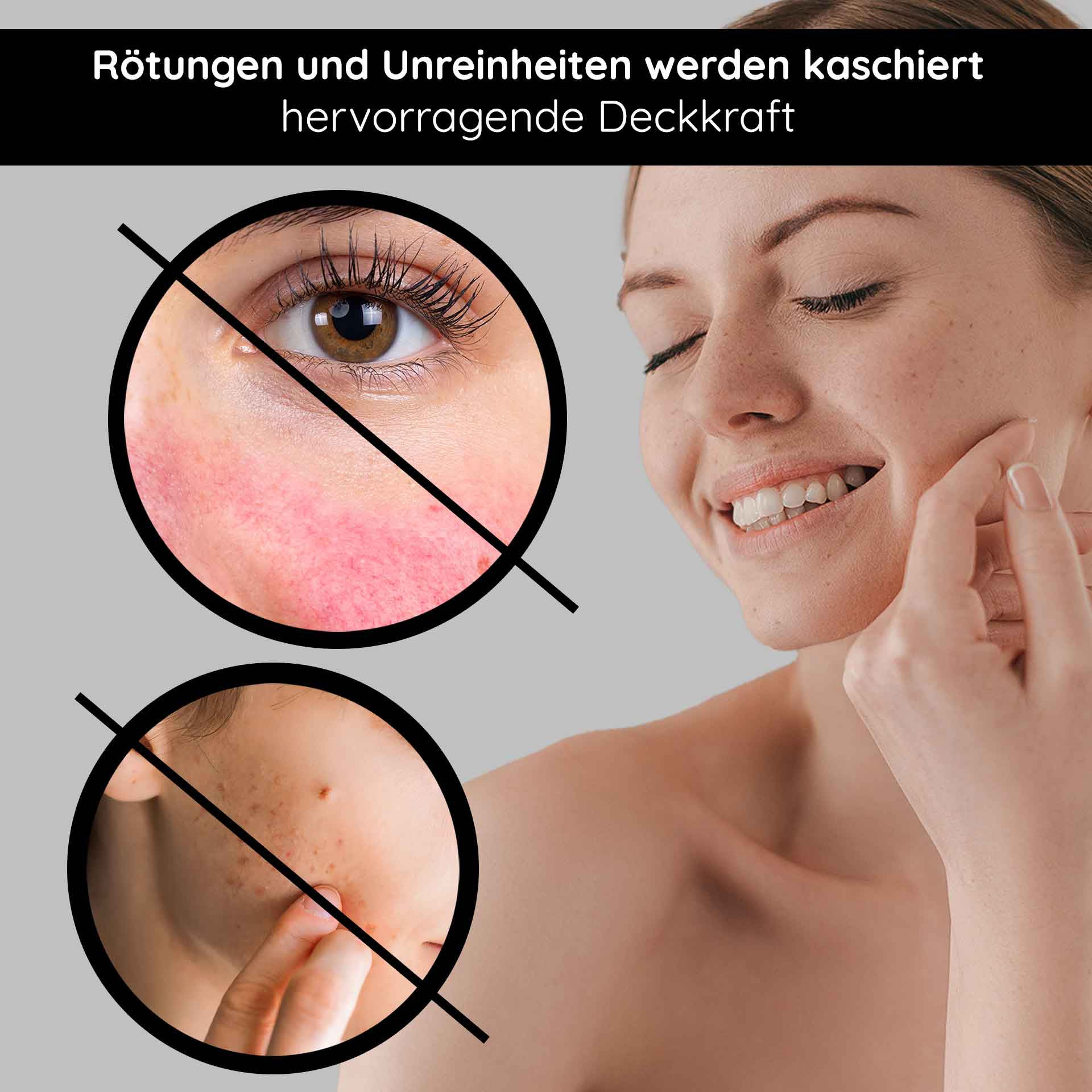 BB Cream Perfect Care Light 75 ml SPF12 Maquillaje y Cuidado Rötungen und Unreinheiten kaschiert mit hervorragender Deckkraft, Darstellung von Hautpflegeeffekten der RAU Cosmetics BB Cream.
