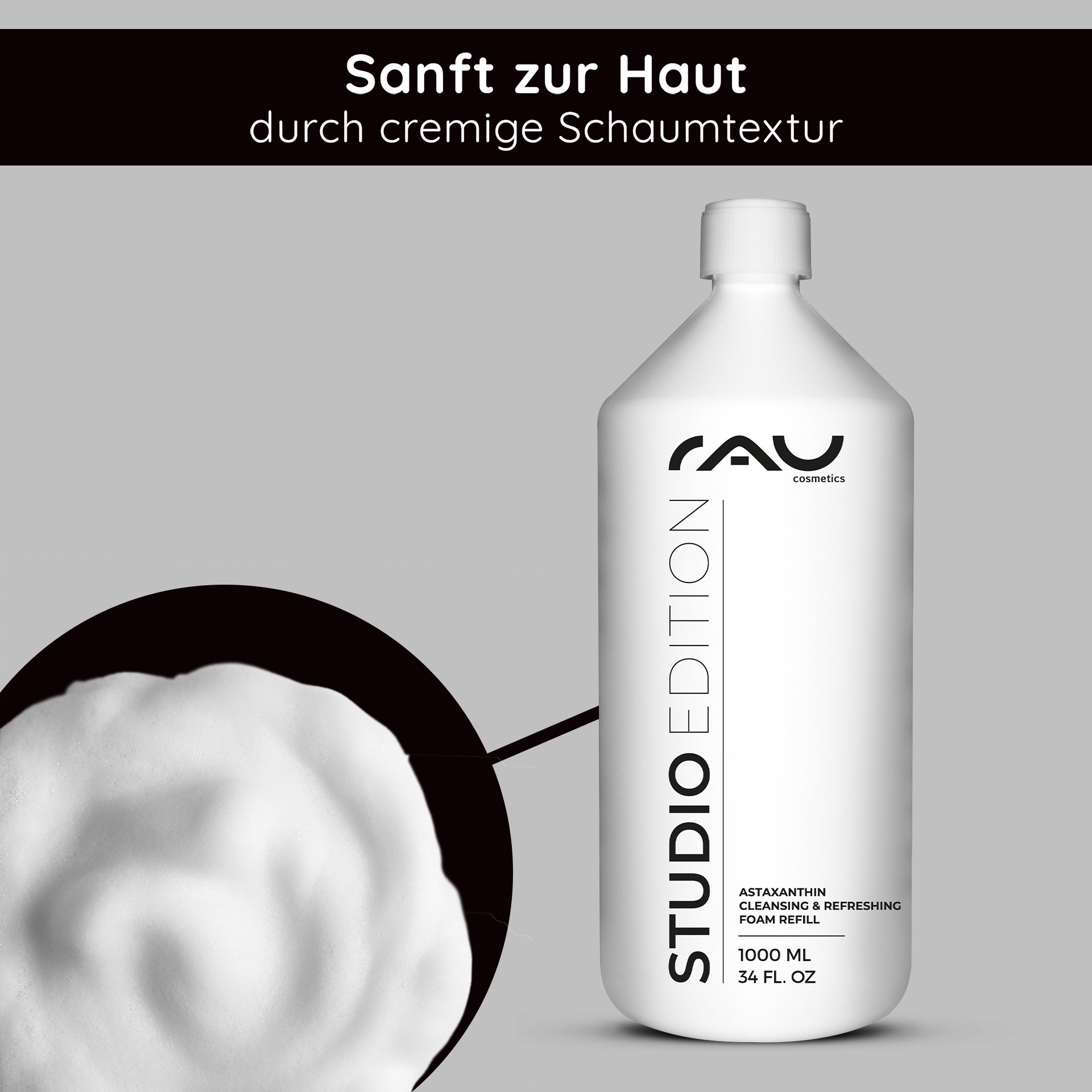 Textura de loción de la espuma limpiadora de astaxantina para una limpieza facial suave.