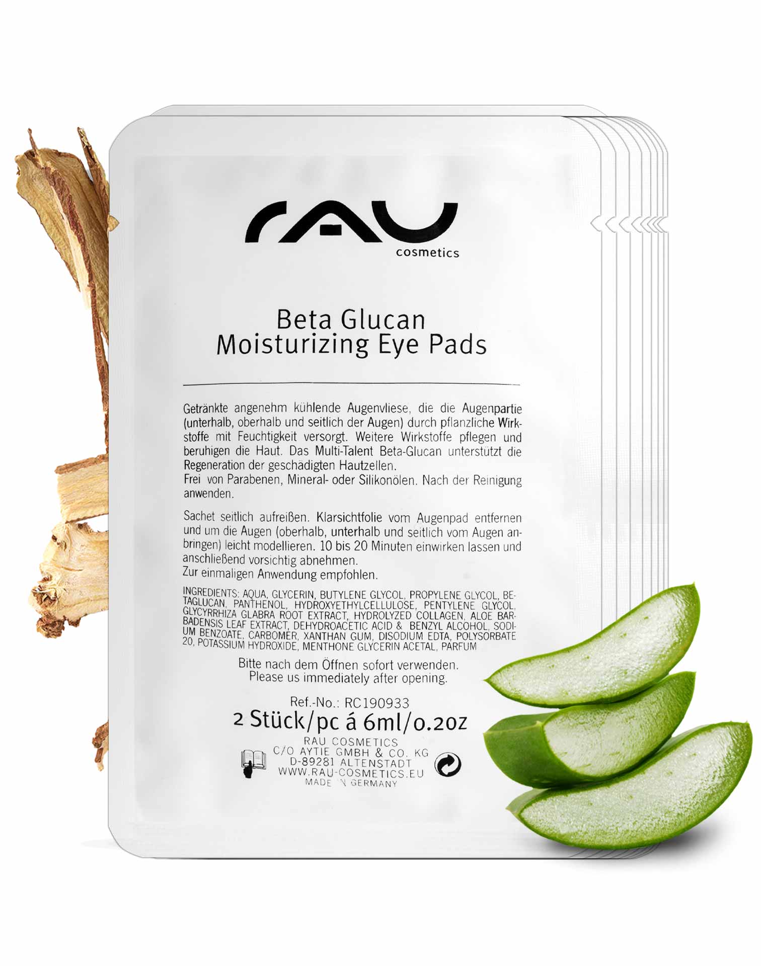 RAU Beta Glucan Moisturizing Eye Pads (8 pairs) - Moisturizing, Cooling Eye Pads