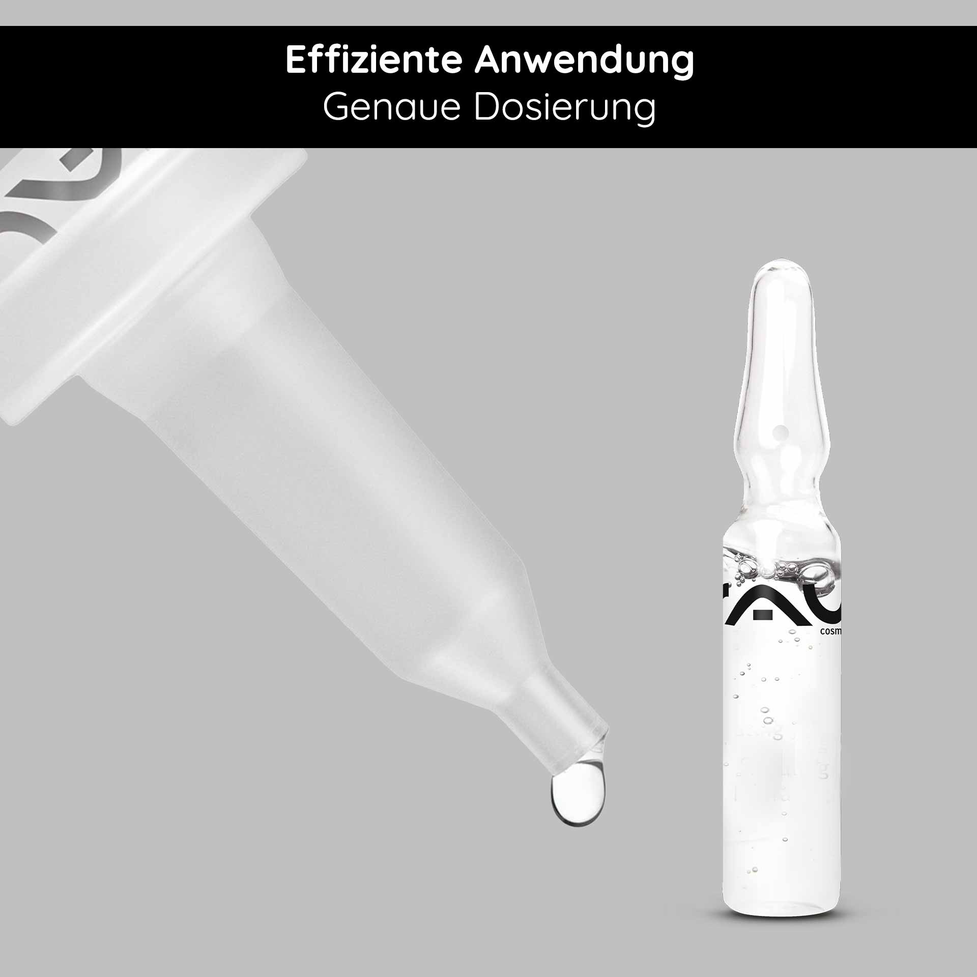 Juego de abridor de ampollas y aplicador de ampollas Ampullenöffner und Ampullenapplikator von RAU Cosmetics, präzise Dosierung, Tropfen aus Ampulle, effiziente Anwendung, kosmetische Hautpflege.