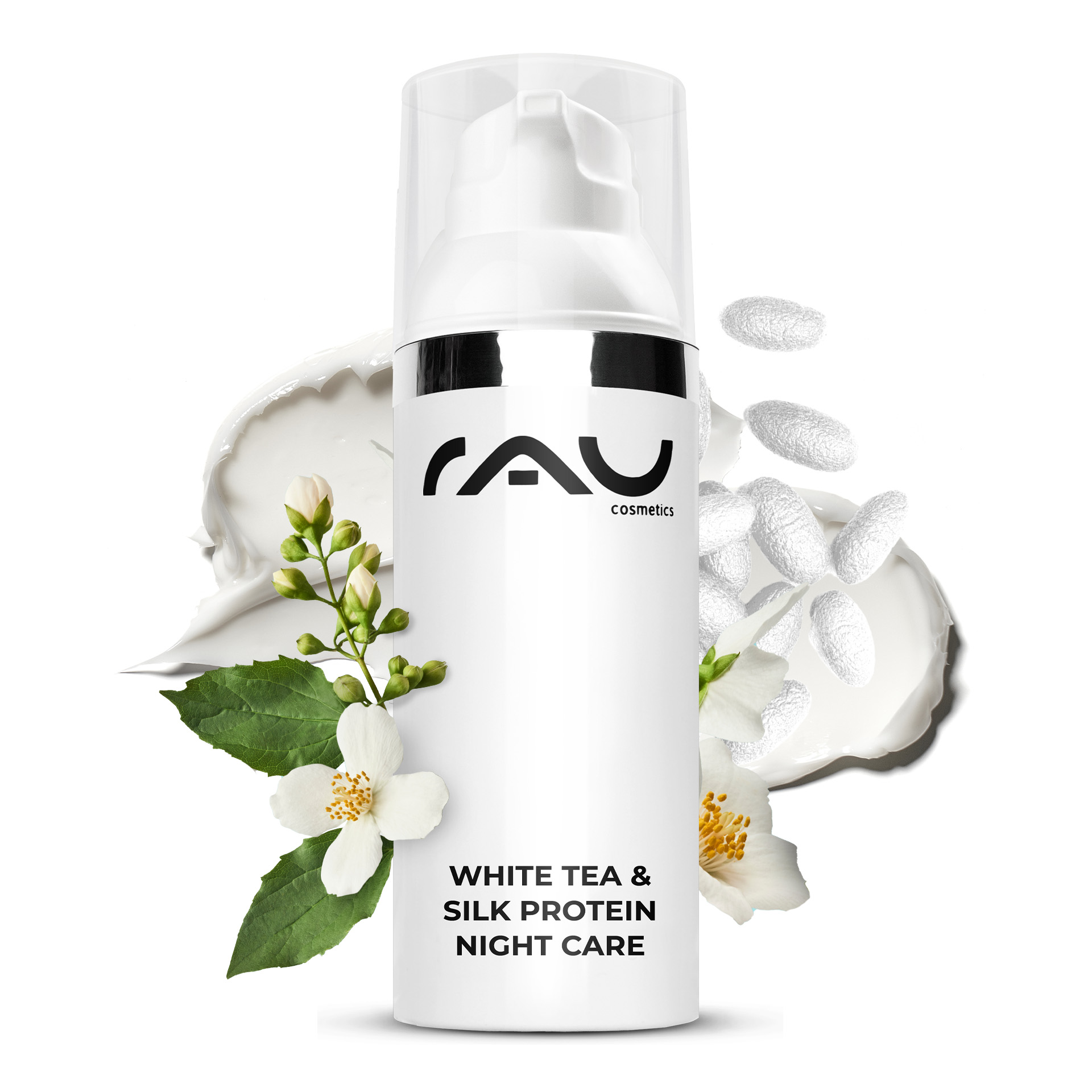 White Tea & Silk Protein Night Care 50 ml night cream Bottle, Shaker
