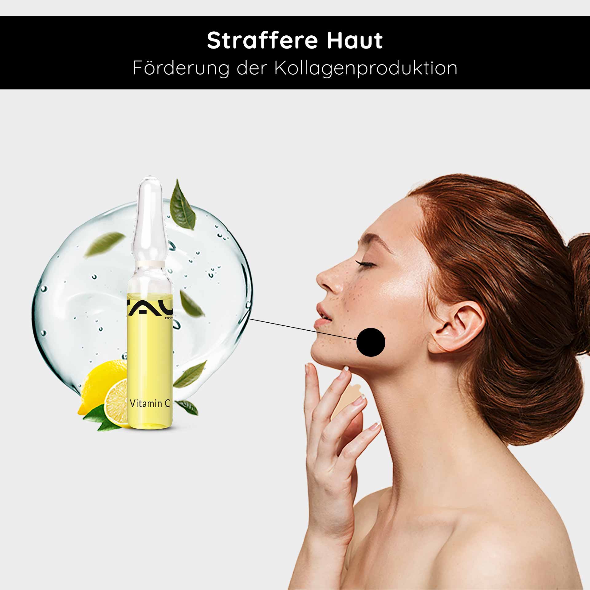 Ampollas de Vitamina C 14x2 ml para pieles maduras y con imperfecciones Vitamin C Ampulle von RAU Cosmetics mit Zitrusfrüchten und frischer Haut, fördert Kollagenproduktion und strafft die Haut.