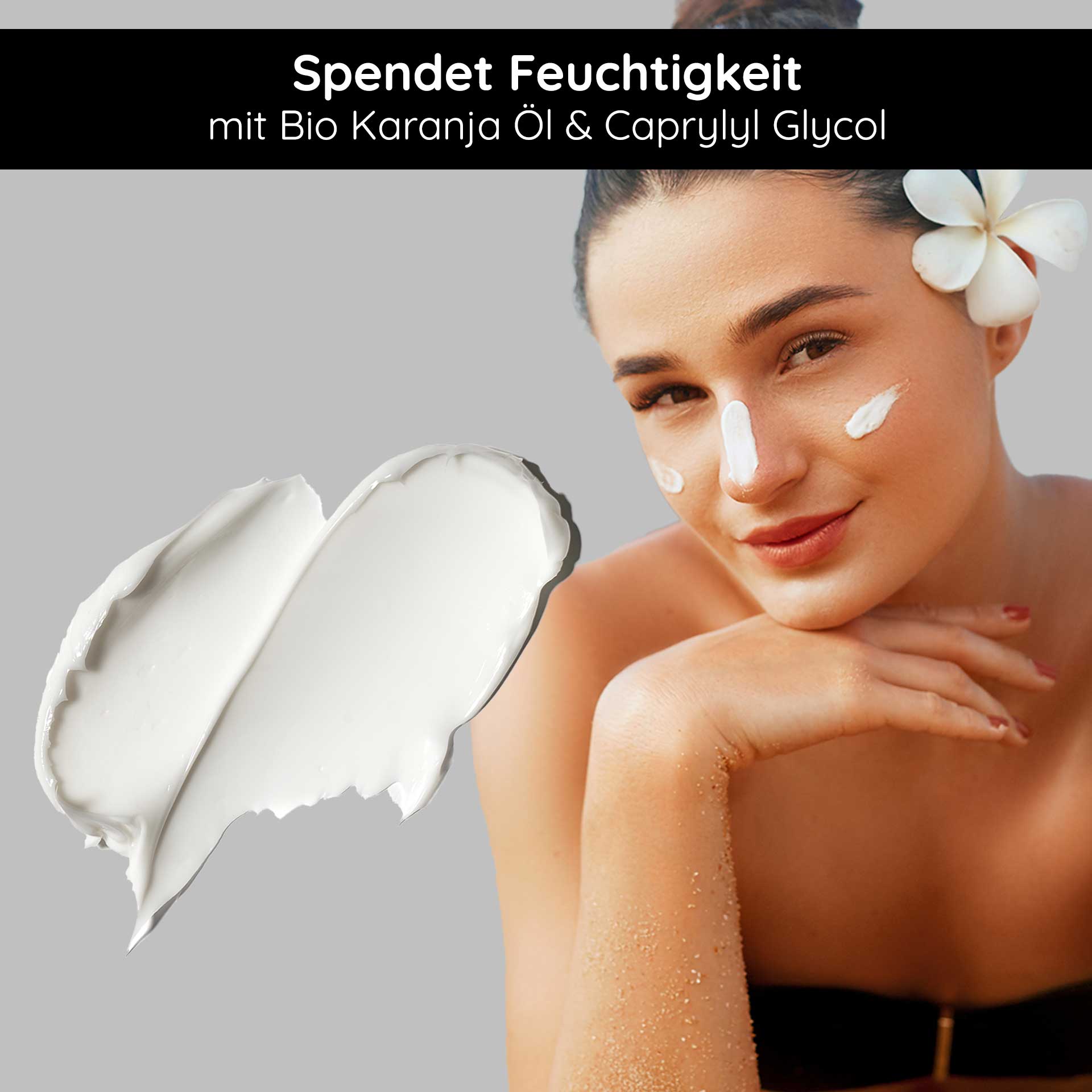 Sunscreen SPF 50 with Organic Karanja Oil 75 ml - Sunscreen Sonnencreme SPF 50 mit Bio Karanja Öl, feuchtigkeitsspendende Textur, Anwendung auf Gesicht, Hautpflege, Anti-Aging.