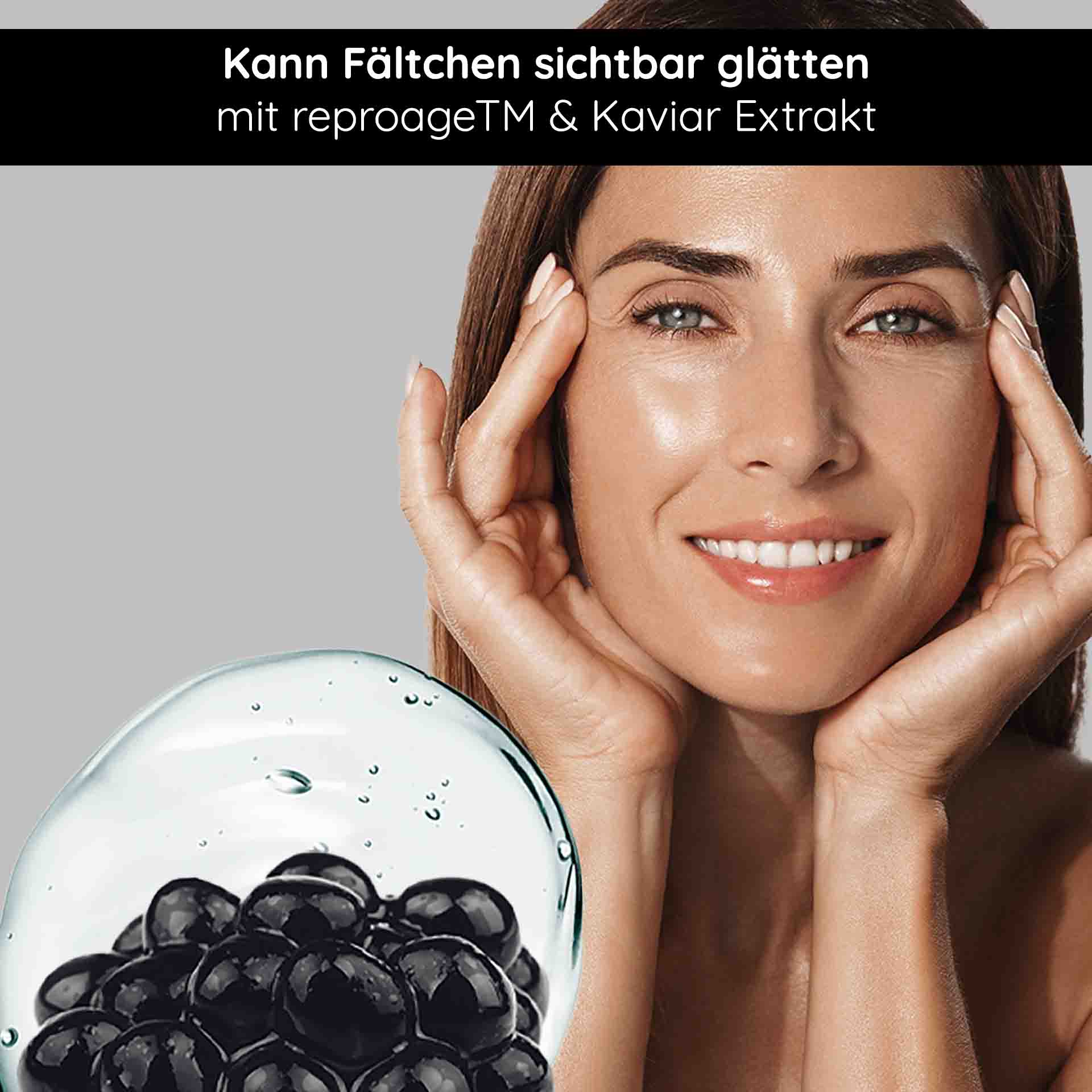 Caviar Lifting Serum 100 ml con Reproage y Extracto de Caviar RAU Cosmetics Caviar Lifting Serum Roll-On 5 ml in edler Verpackung – Anti-Aging-Serum mit Kaviarextrakt und Reproage™-Peptiden für reife Haut