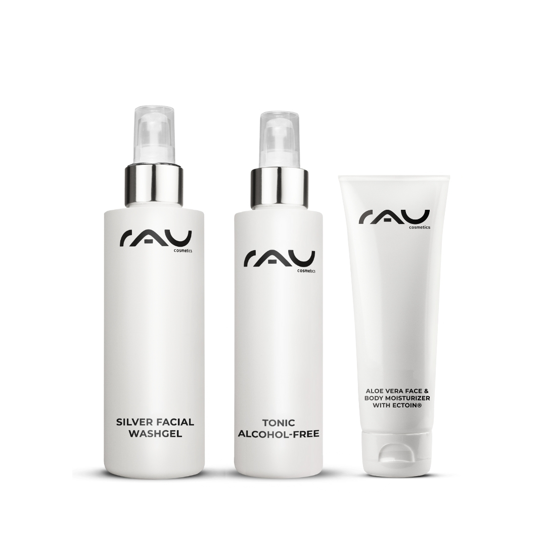 Basic care routine for combination skin Bottle, Lotion, Cosmetics, Perfume