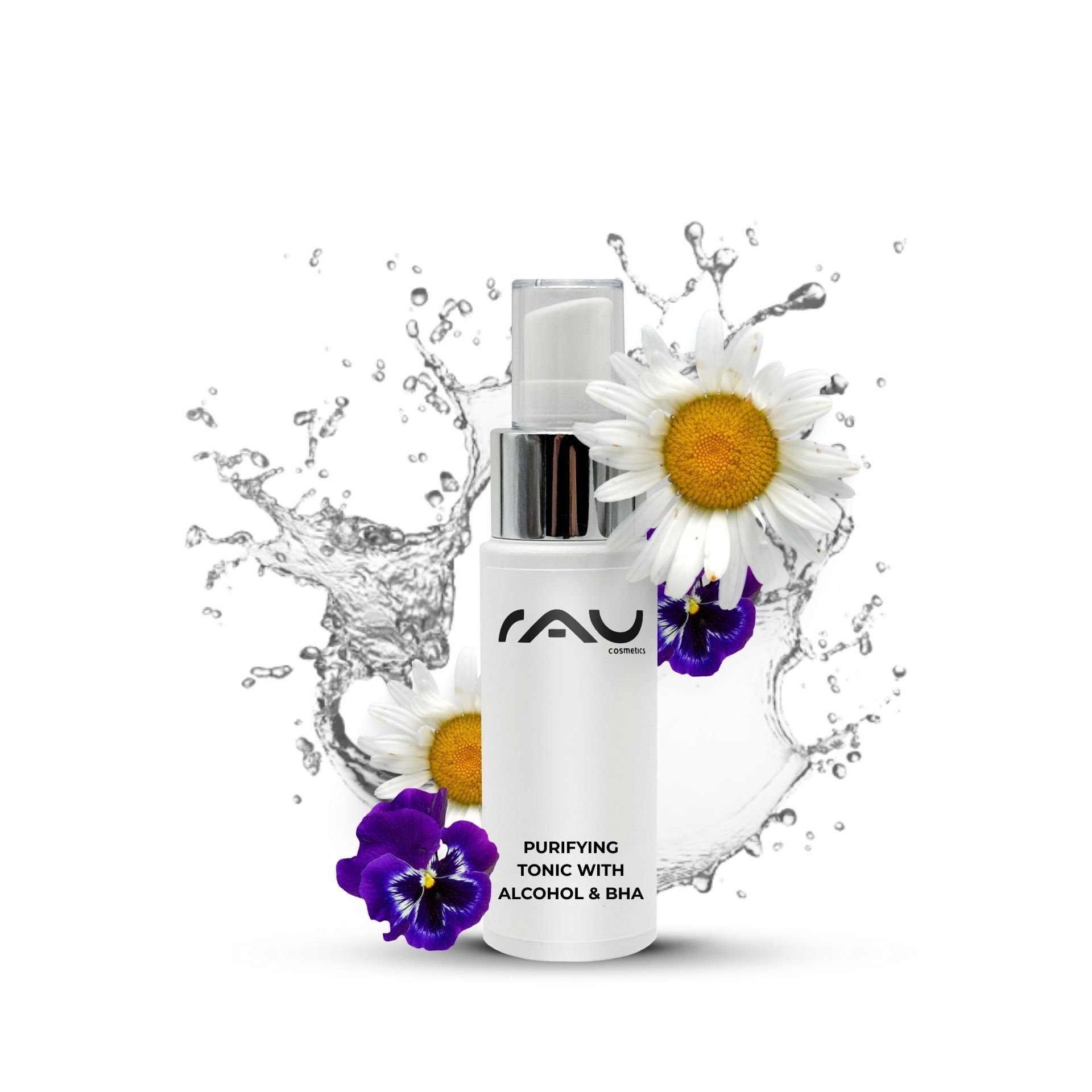 RAU Purifying Tonic with Alcohol & BHA 50 ml - Clarifying facial toner in a compact bottle for on-the-go.