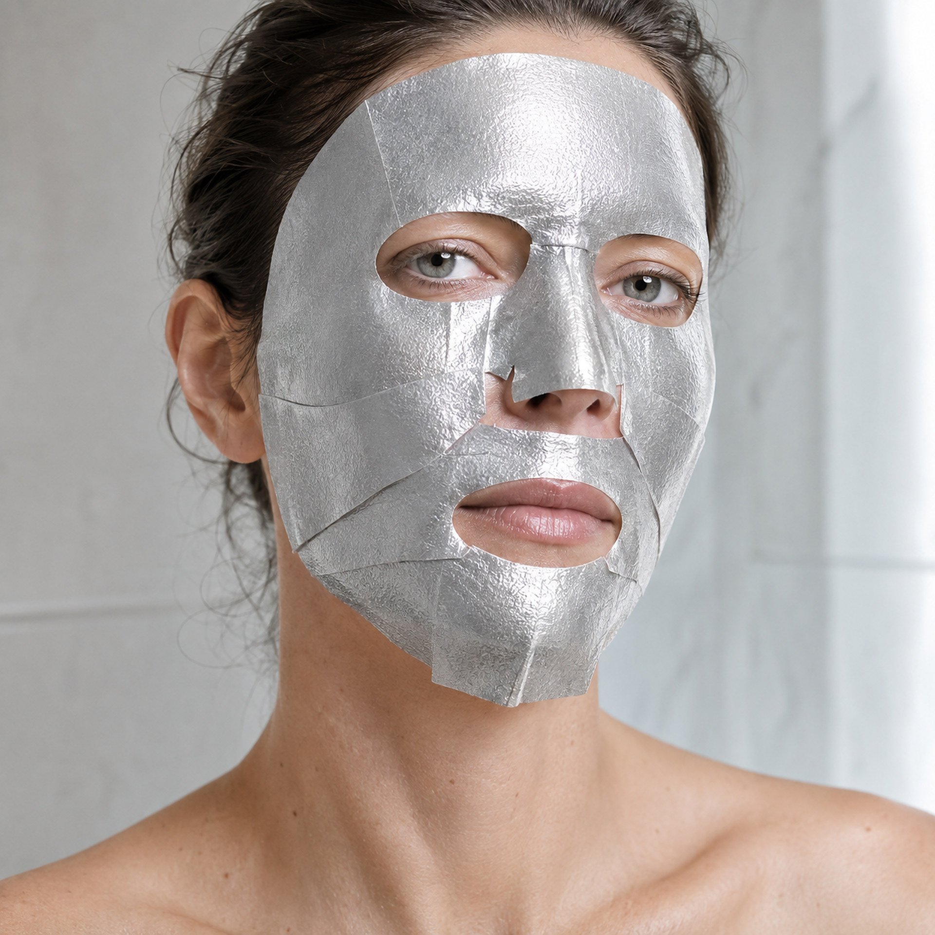face mask, aluminum foil mask, facial mask, foil mask, skin care mask