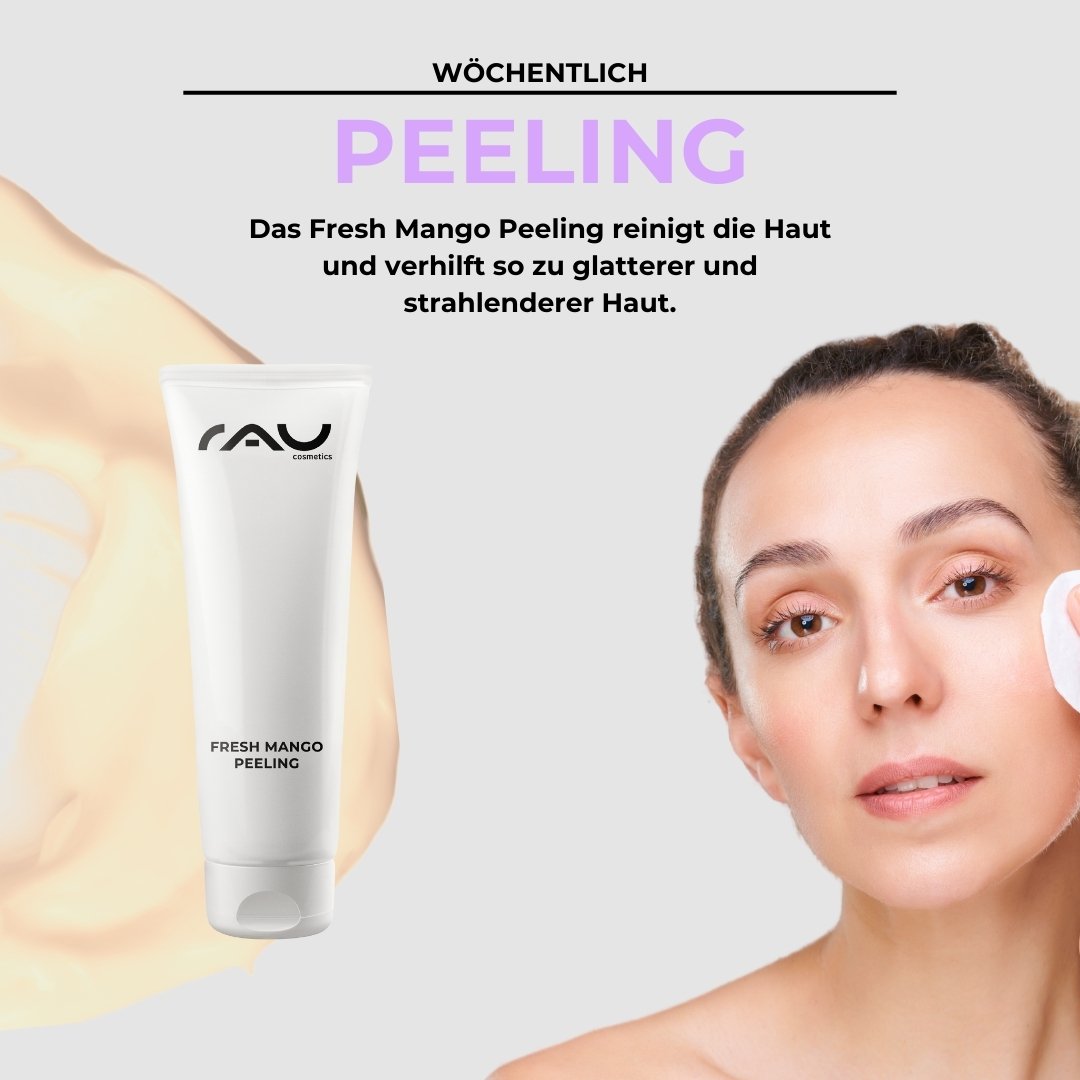 Rutina profesional RAU para piel seca – Peeling enzimático con karité y escualano.