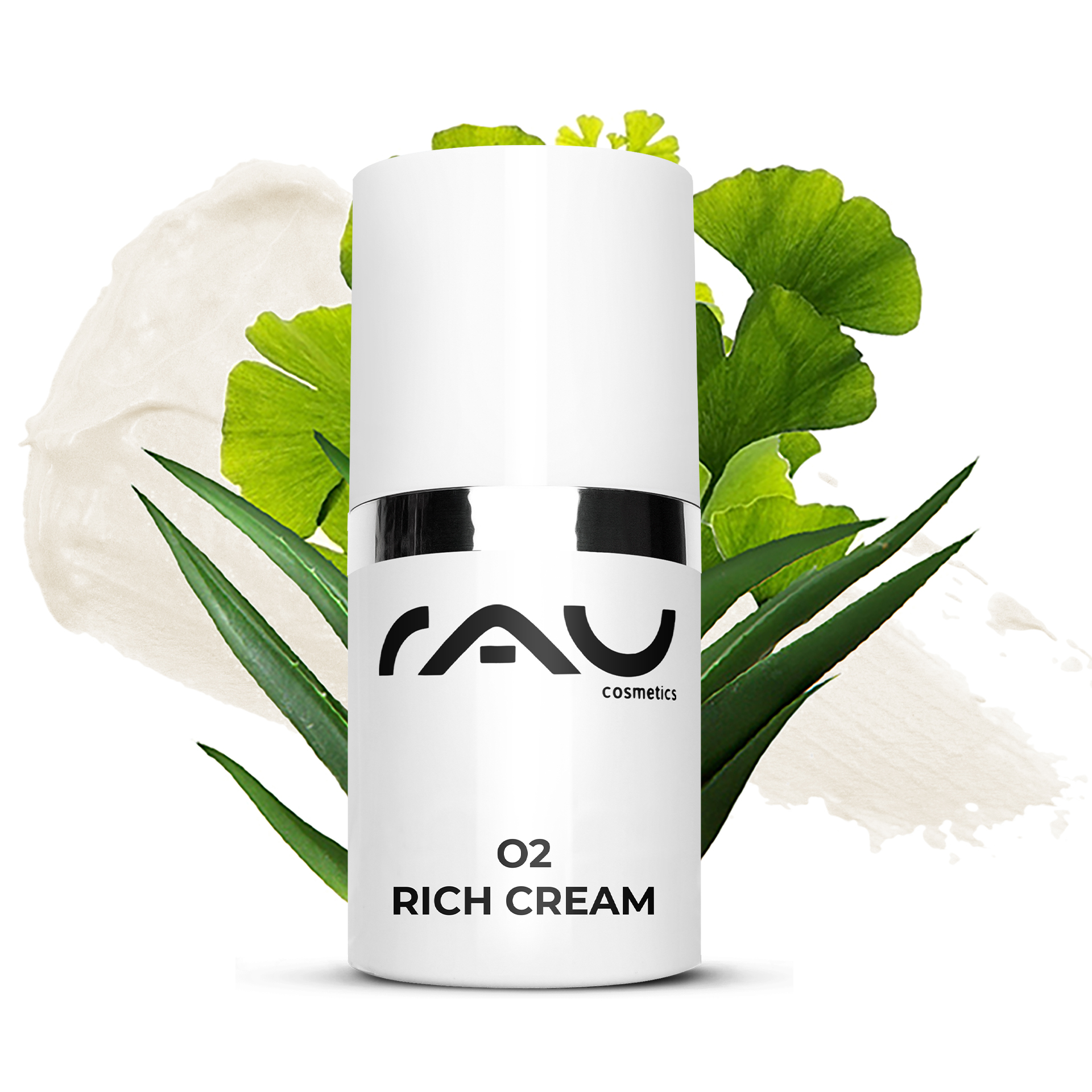 RAU O2 Rich Cream 15 ml - Reichhaltige Nachtcreme bei trockener Haut mit Gingko - Reisegrösse Herbal, Herbs, Plant