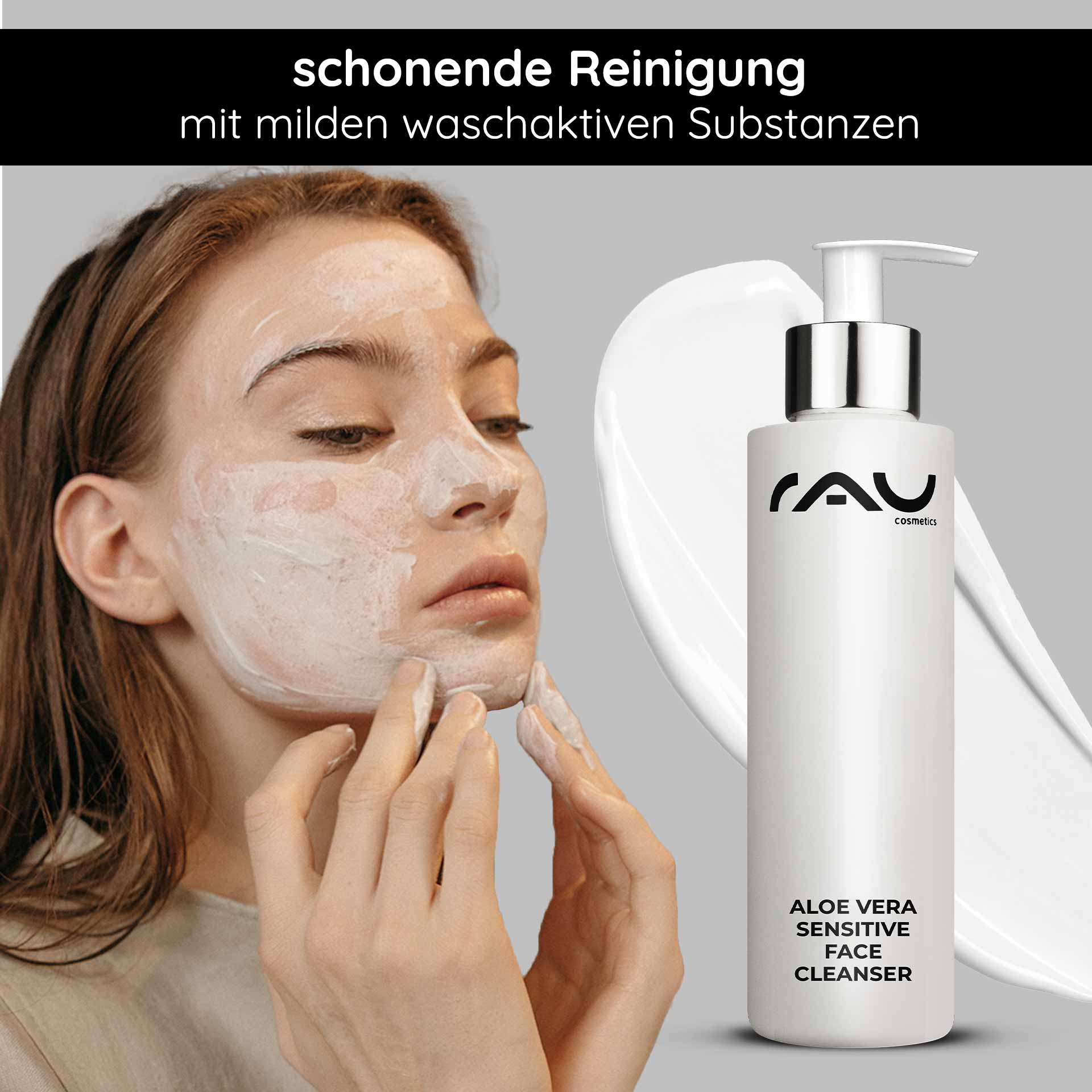 RAU Aloe Vera Sensitive Face Cleanser 200 ml - Vegan Cleanser for sensitive and dry skin