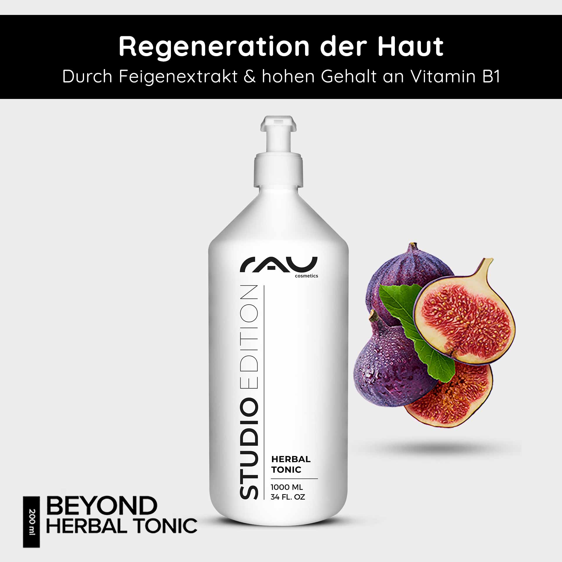 Beyond Herbal Tonic 1000 ml Facial Toner Nature RAU Cosmetics Studio Edition Herbal Tonic Gesichtswasser 1000 ml – regenerierendes, feigenextraktreiches Tonikum zur Hautpflege